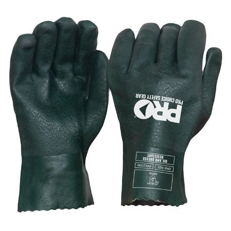 PROCHOICE 27CM GREEN DOUBLE DIPPED PVC GLOVES LARGE