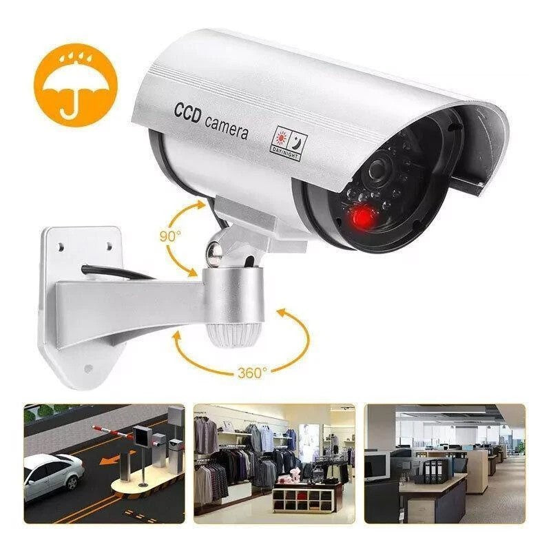 Realistic Dummy CCTV Camera With Red Flashing Light