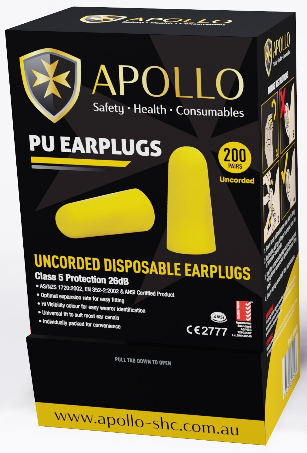 APOLLO UNCORDED DISPOSABLE PU EARPLUGS