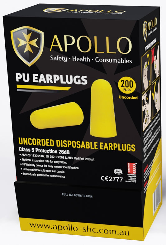 APOLLO UNCORDED DISPOSABLE PU EARPLUGS