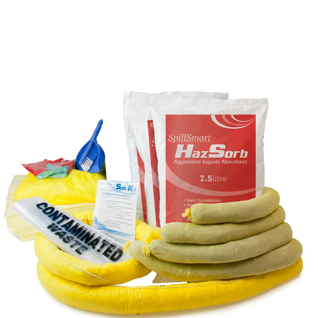 Spill-kit contents with the blue bin removed